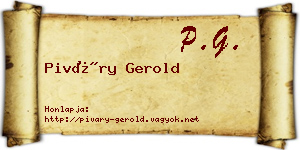 Piváry Gerold névjegykártya